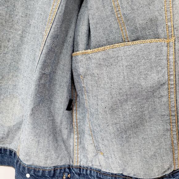 Eighty Eight Blue Denim Jean Don't Trip Stay Trippy Trucker Jacket Men's Size L - Picture 9 of 12